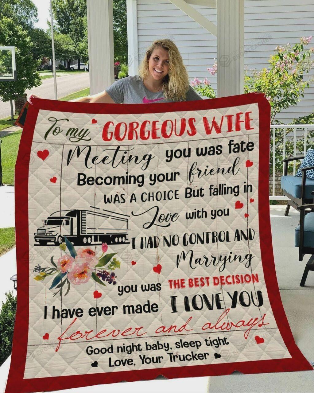 onalized Trucker To My Gorg Wife Quilt Blanket Fromband I Love You Forever And Al Greattomized Blanket G For Birthday C Thgiving