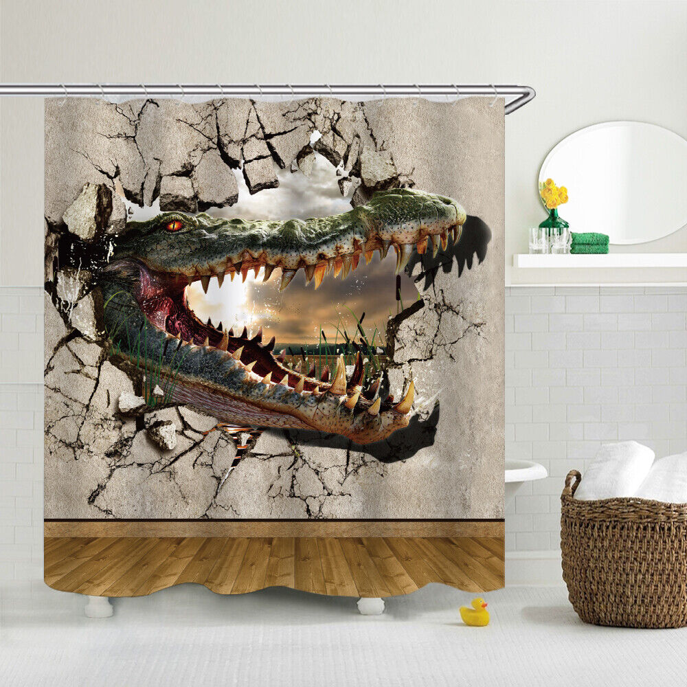 Dinosaur Waterproof Shower Curtain Fabric Bathroom Decor For A Dino-Inspired Bathroom