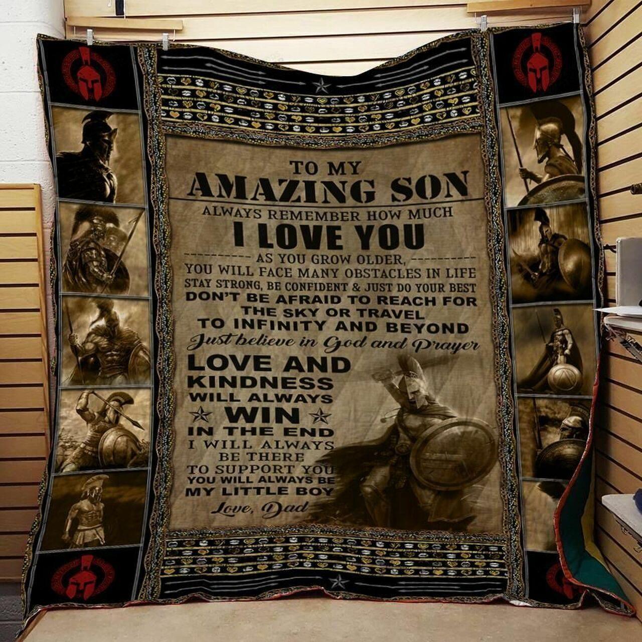onalized Warrior To My Amazion From Dad Al Remember How Much I Love You Quilt Blanket Greattomized G For Birthday C Thgiving