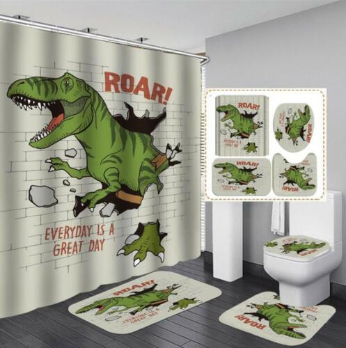 Cartoon Dinosaur Waterproof 3D Shower Curtain For A Playful Kids Bathroom