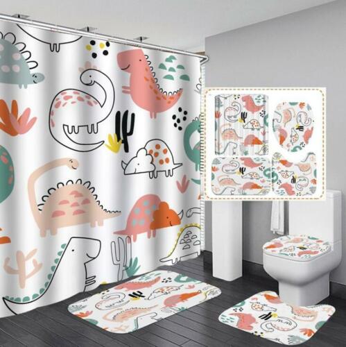 Cartoon Dinosaur Mat Bathrooms 3D Shower Curtain For A Fun Kids Bathroom
