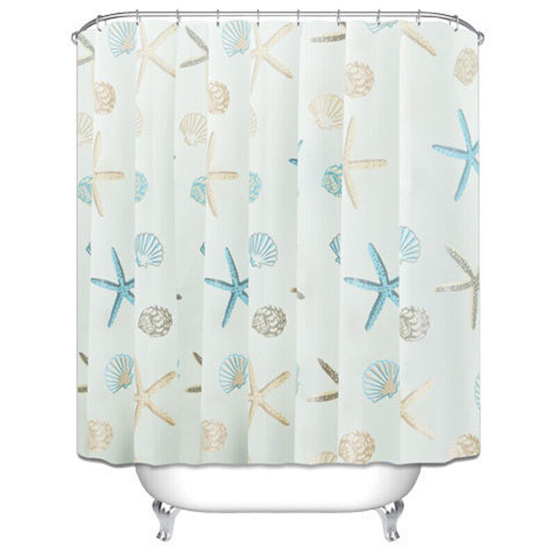 Starfish Sea Shell Waterproof Shower Curtain Bathroom Decor