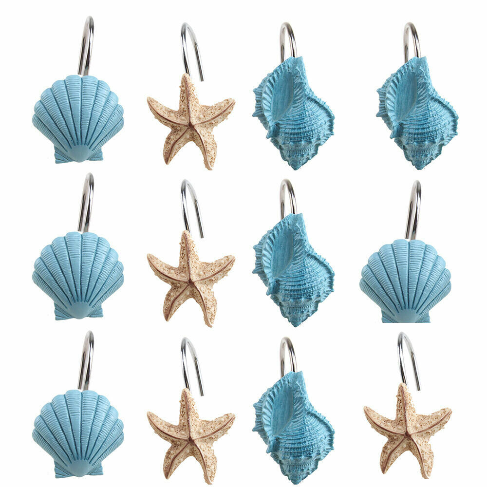 Sea Snail Shell Shower Curtain Hooks Bathroom Decor
