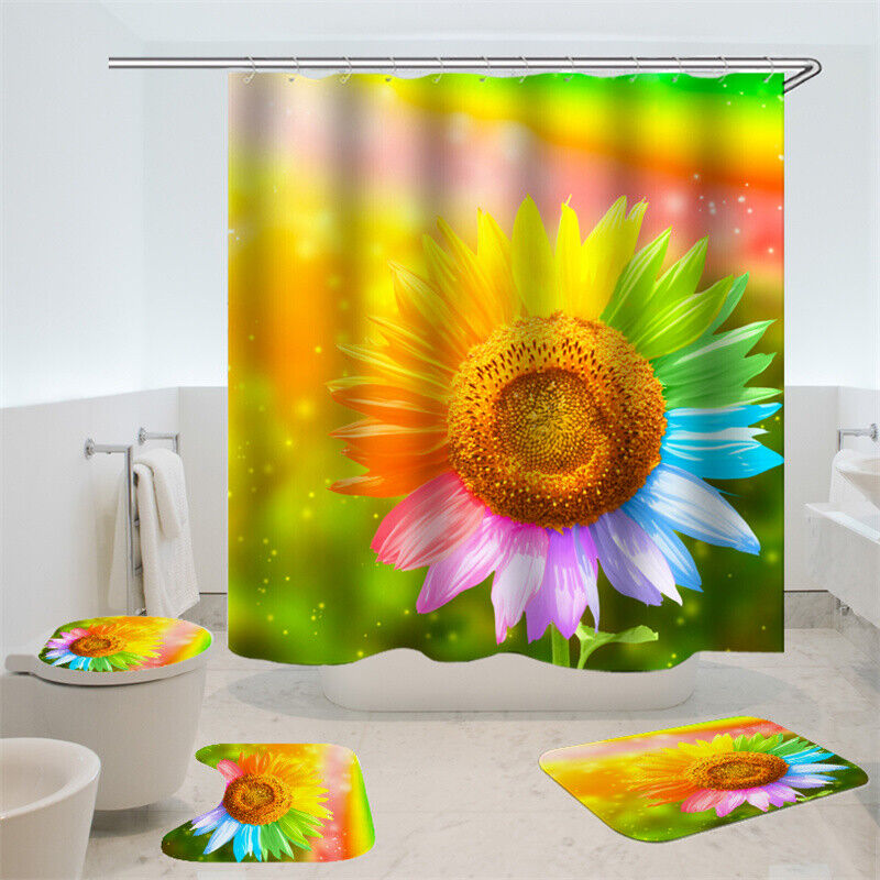 3D Sunflower Waterproof Bathroom Shower Curtain Home Decor