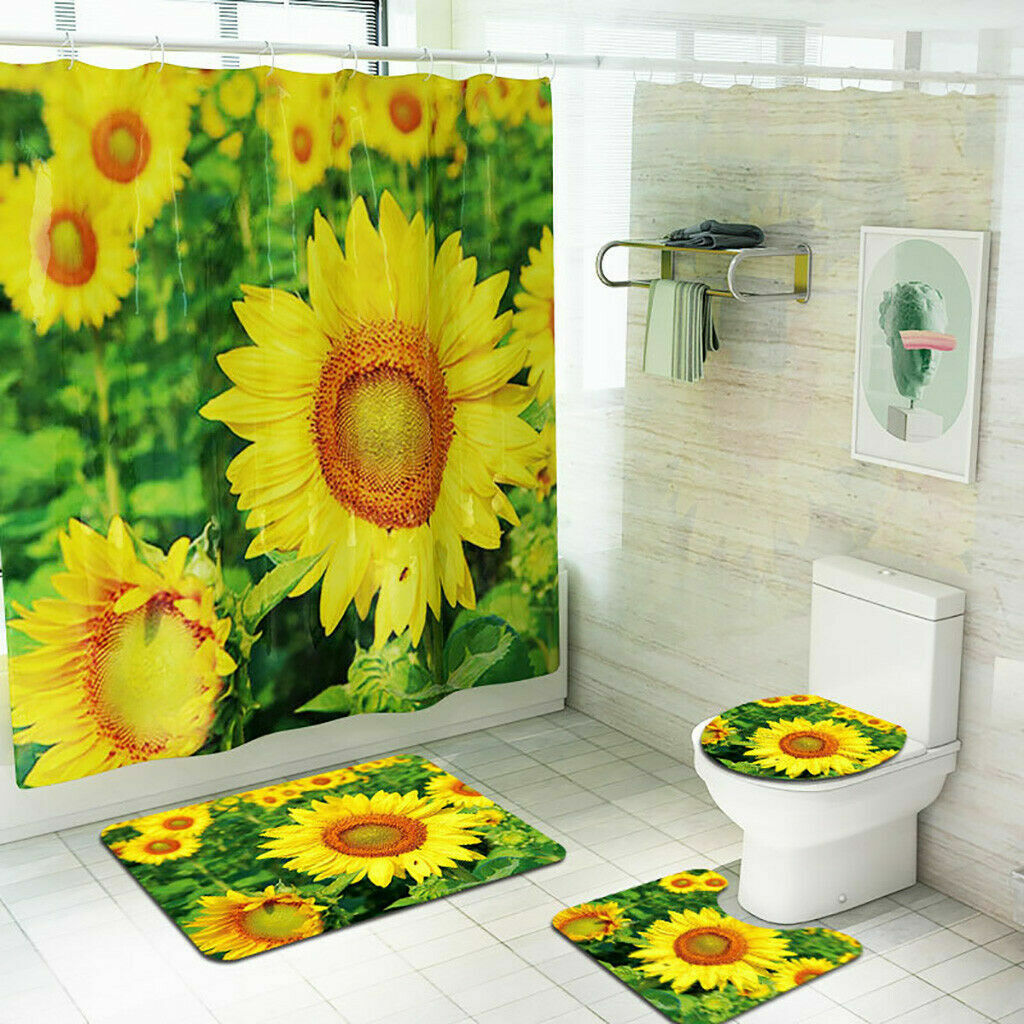 3D Sun Flower Bathroom Shower Curtain Home Decor
