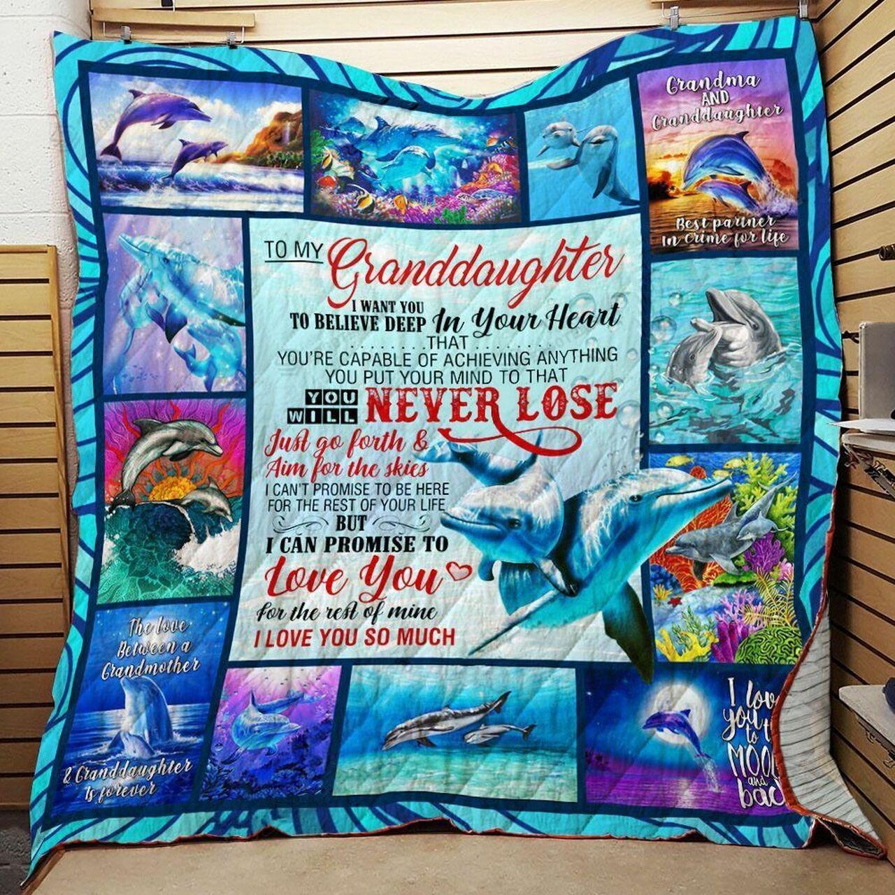 onalized Dolphin To My Granddaughter From Grandma Grandpa You Will Nevere Quilt Blanket Greattomized G For Birthday C Thgiving