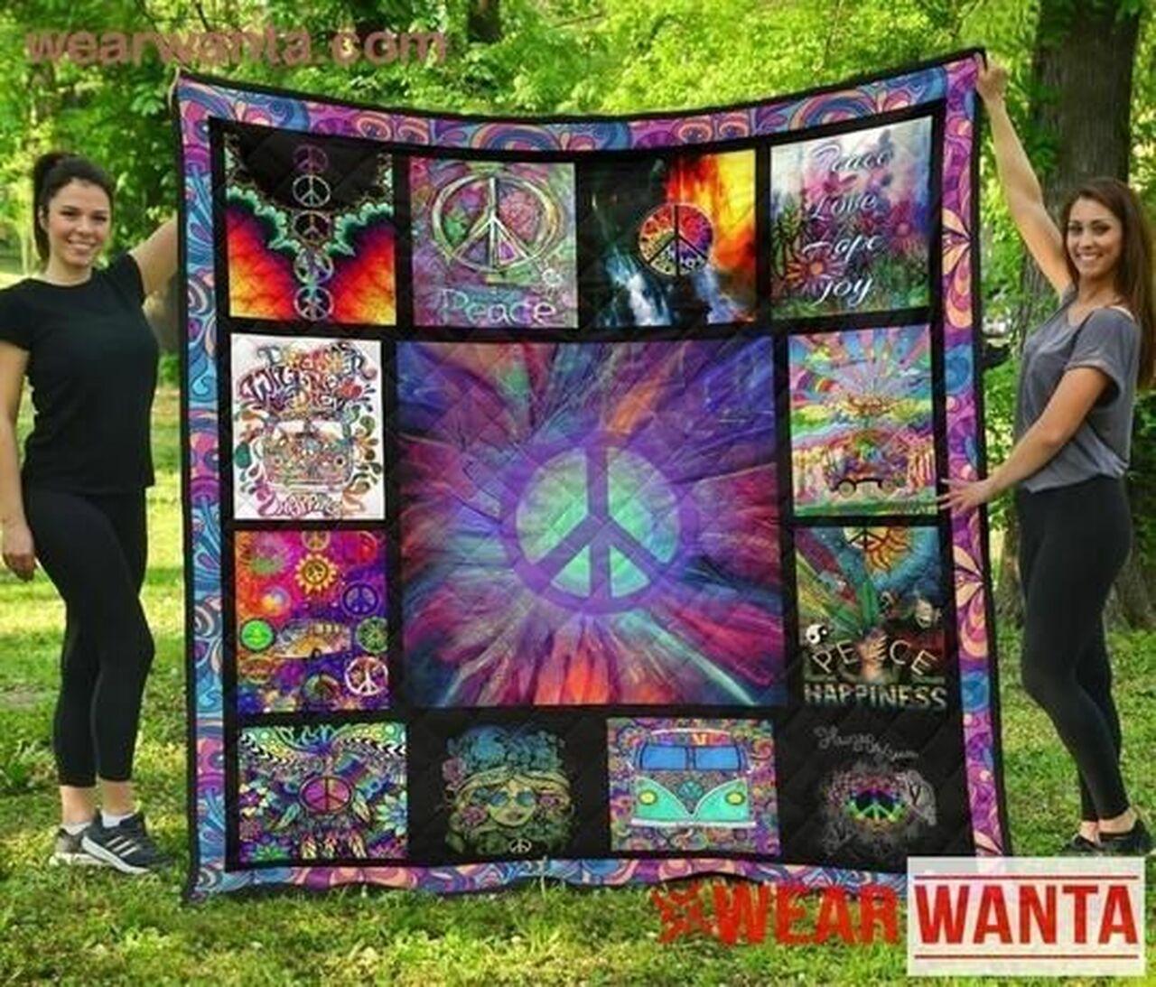 Hippie Peaymbol Clh1412181Q Quilt Blanket