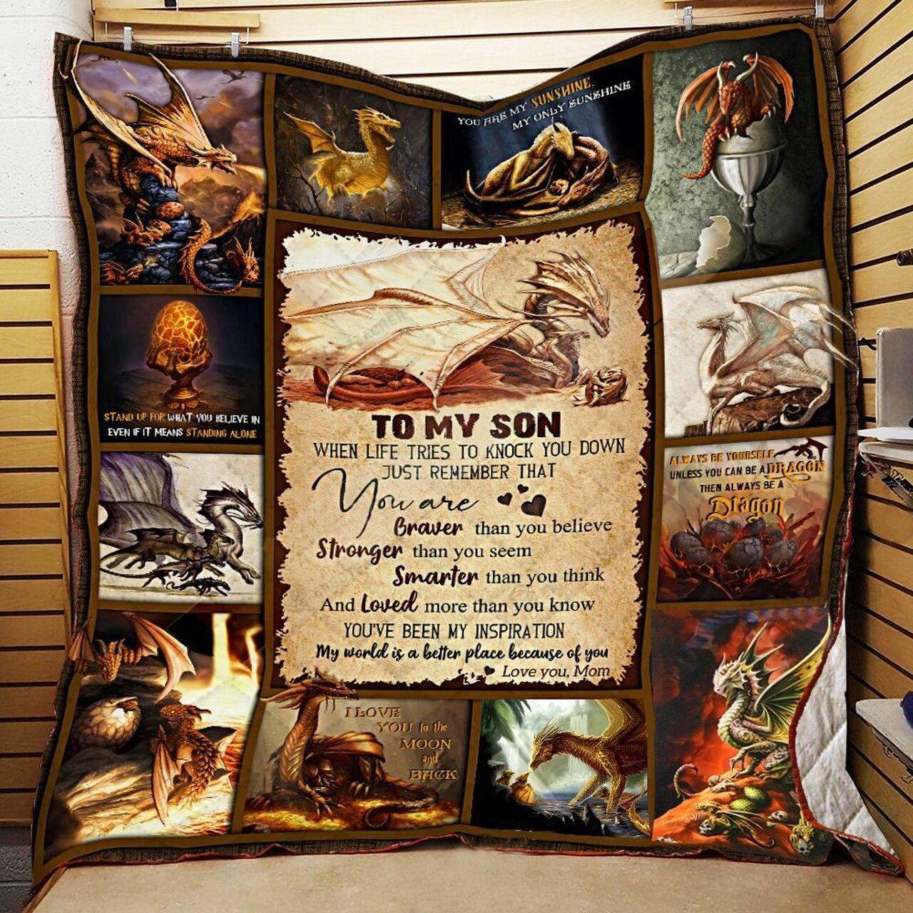 onalized Dragon To on Dragon Quilt Blanket From Mom You Are Braver Than You Believe Greattomized Blanket G For Birthday C Thgiving