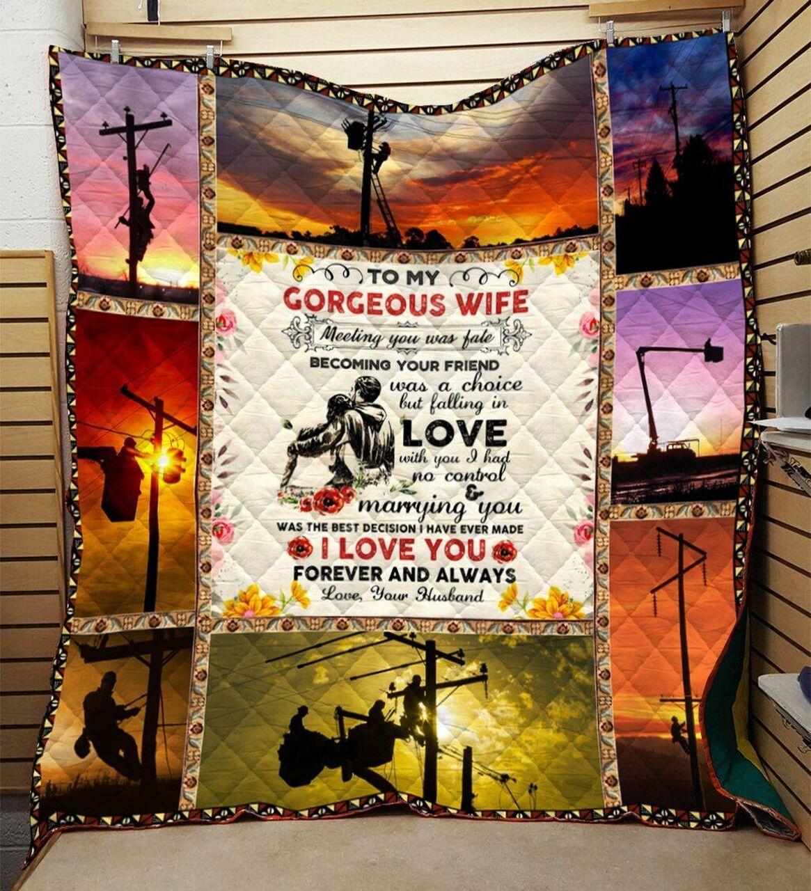Lineman To My Gorg Wife 3D Clh0511447Q Quilt Blanket