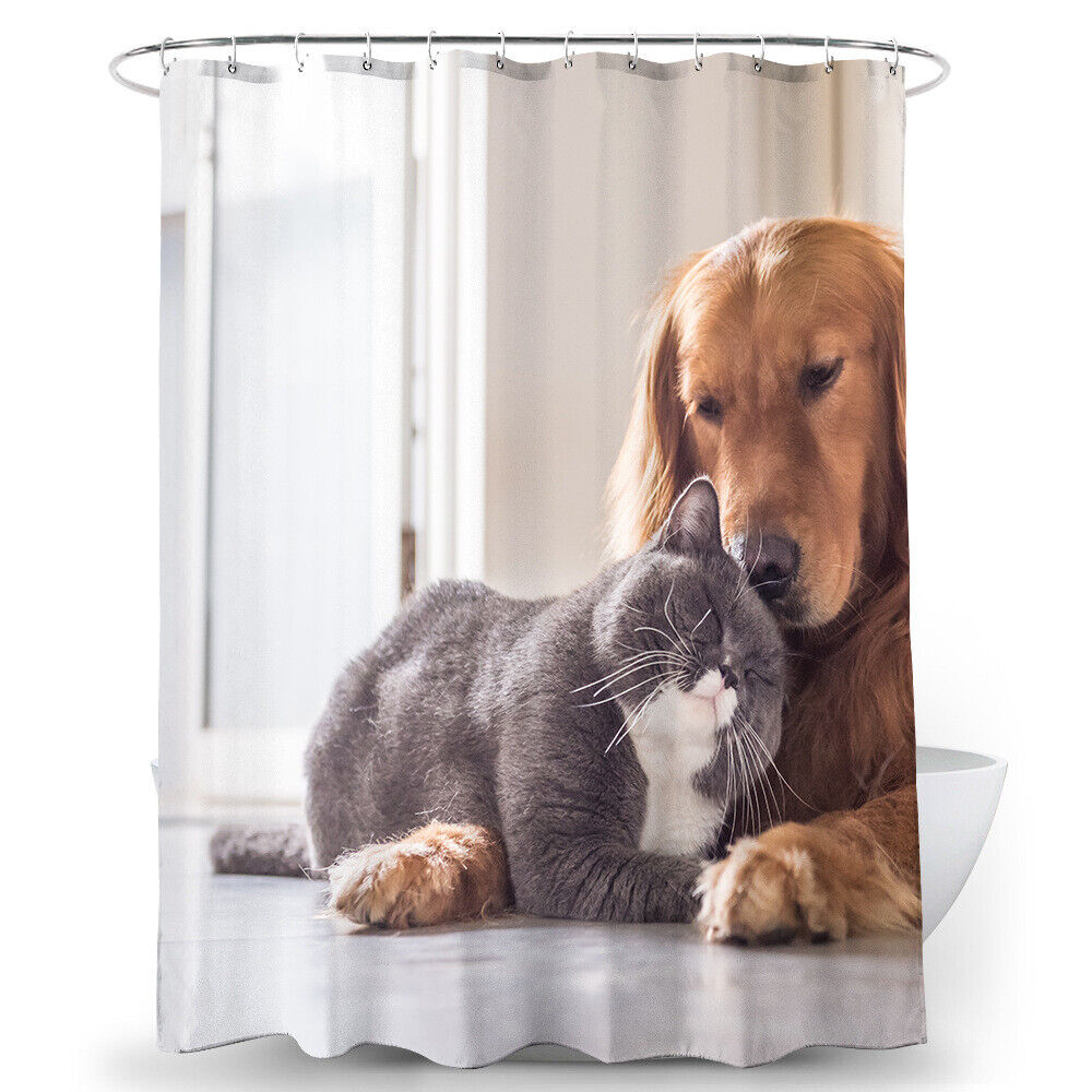 Purrfectly Adorable 3D Pet Dog Puppy Cat Kitten Animal Print Bathroom Shower Curtain For Bathroom Decor
