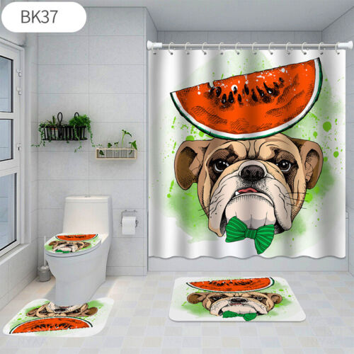 Sweet Summer 3D Pet Dogs Watermelon Shower Curtain For Bathroom Decor
