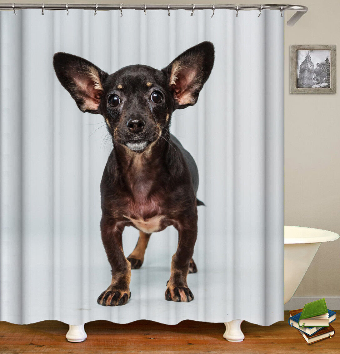 Heartwarming Hounds 3D Pet Puppy Dog Animals Bathroom Shower Curtain Waterproof For Bathroom Decor