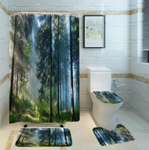 Rainforest Adventure 3D Rainforest Jungle Tree Print Shower Curtain For Bathroom Decor