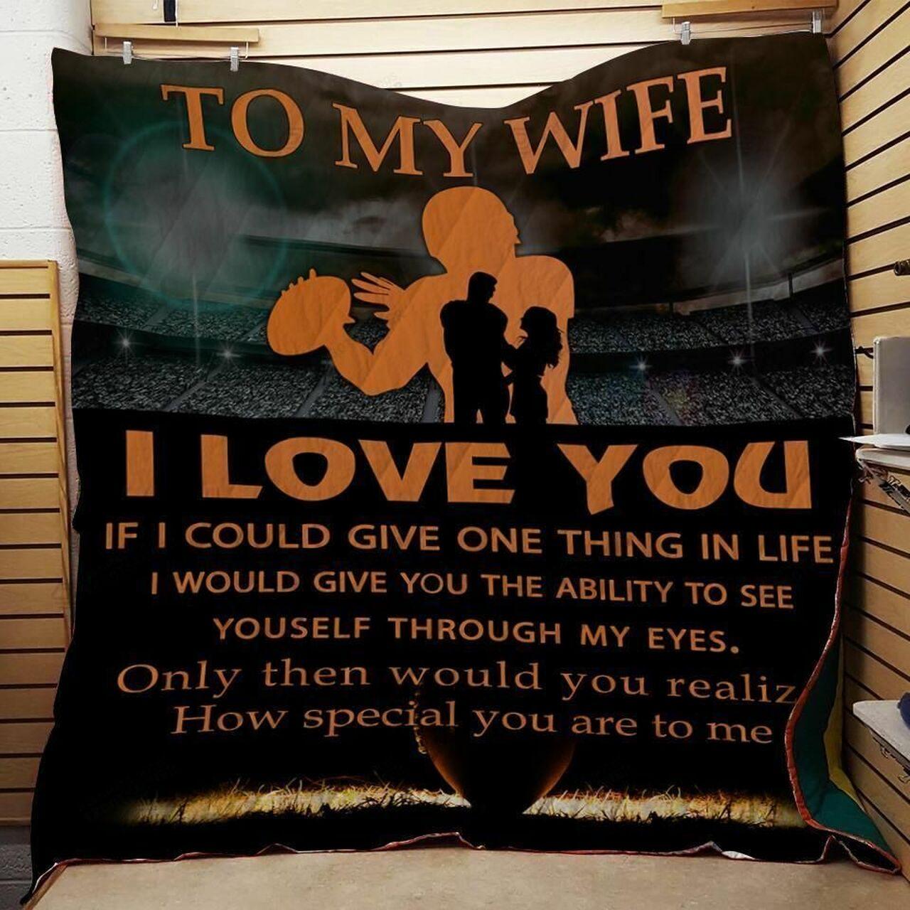 onalized American Footbal To My Wife Fromband I Love You Quilt Blanket Greattomized G For Birthday C Thgiving Wedding Valent Day