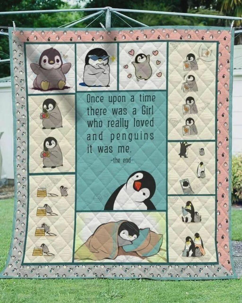 There A Girl Who Really Loved Penguin Quilt Blanket Greattomized Blanket G For Birthday C Thgiving