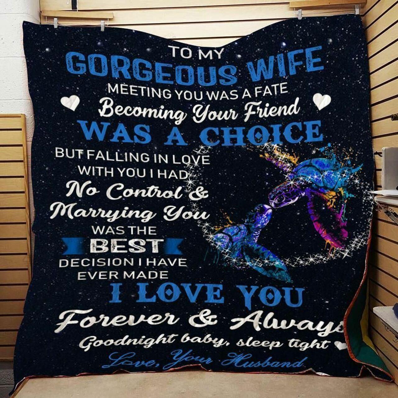 onalized Turtle To My Wife Fromband Meeting You A Fate Quilt Blanket Greattomized G For Birthday C Thgiving Wedding Valent Day
