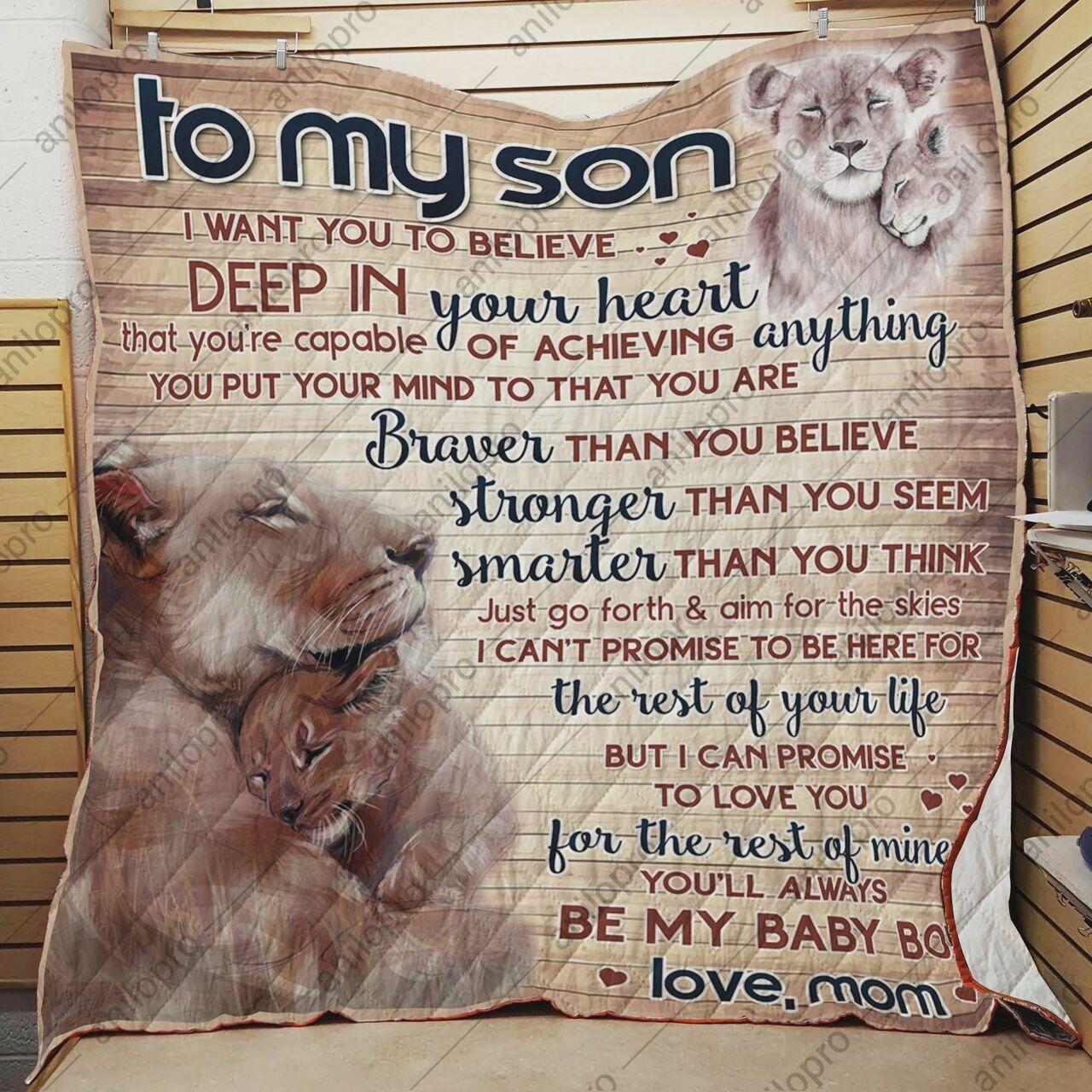 onalized Lion To on From Mom I Want You To Believe Quilt Blanket Greattomized G For Birthday C Thgiving