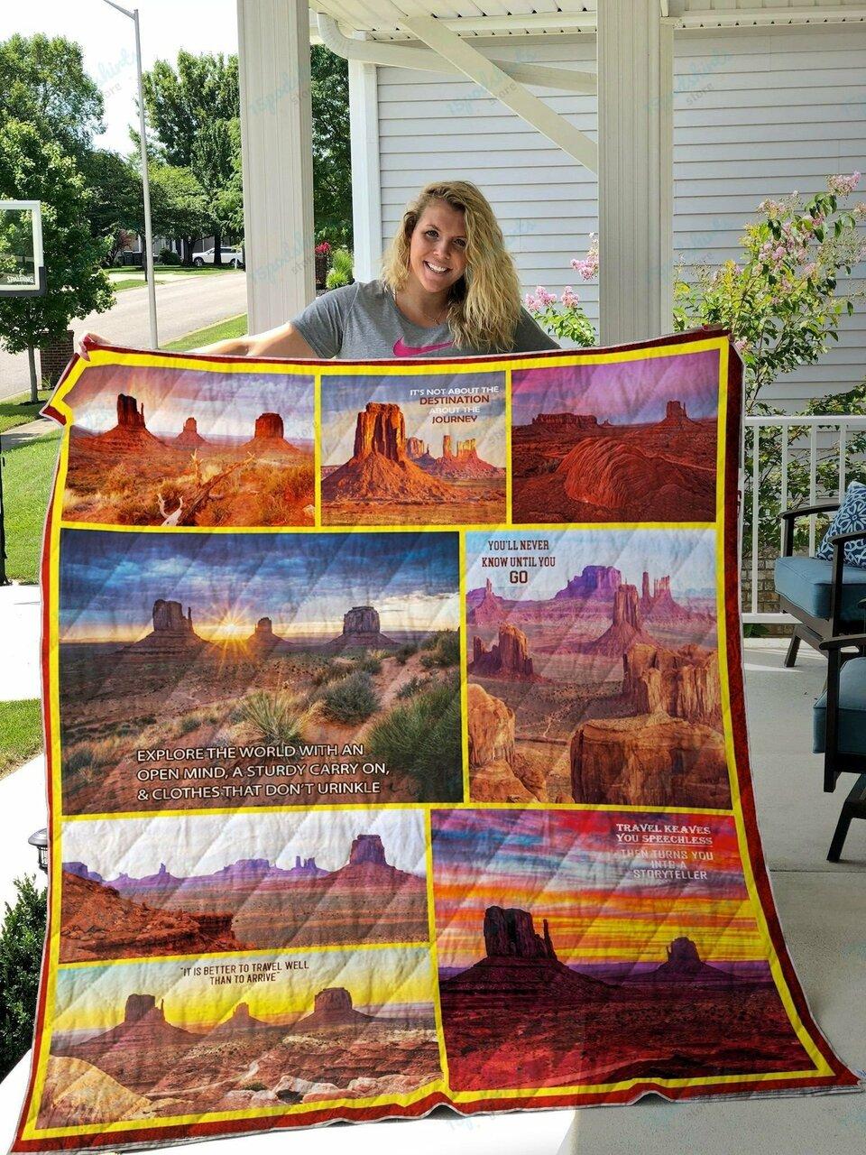 Travelling To Monument Valley Quilt Blanket