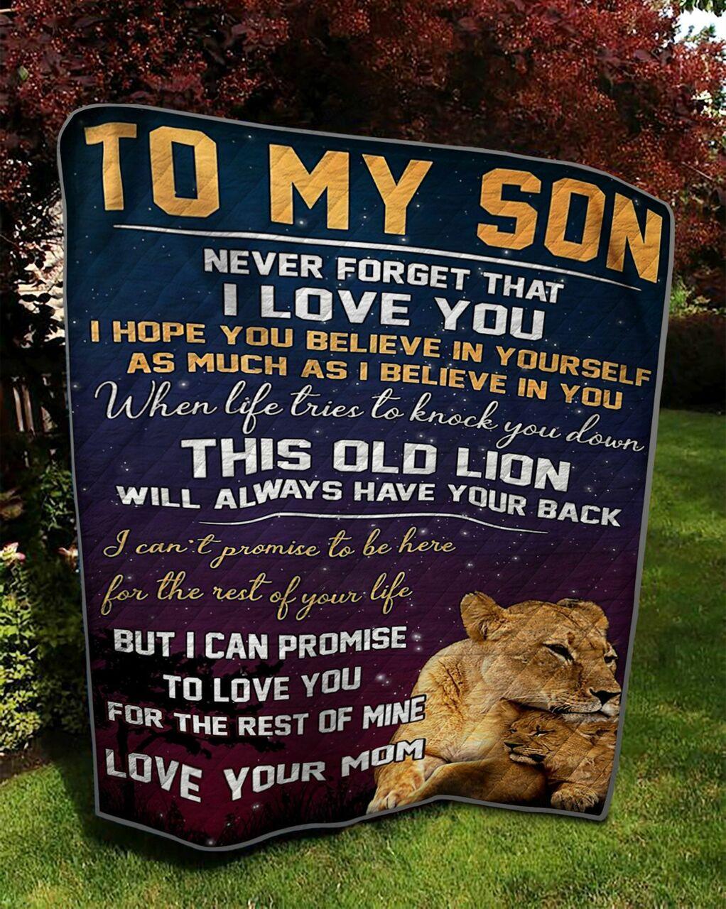 onalized Lion To on Quilt Blanket From Mom Never Forget That I Love You Greattomized Blanket G For Birthday C Thgiving