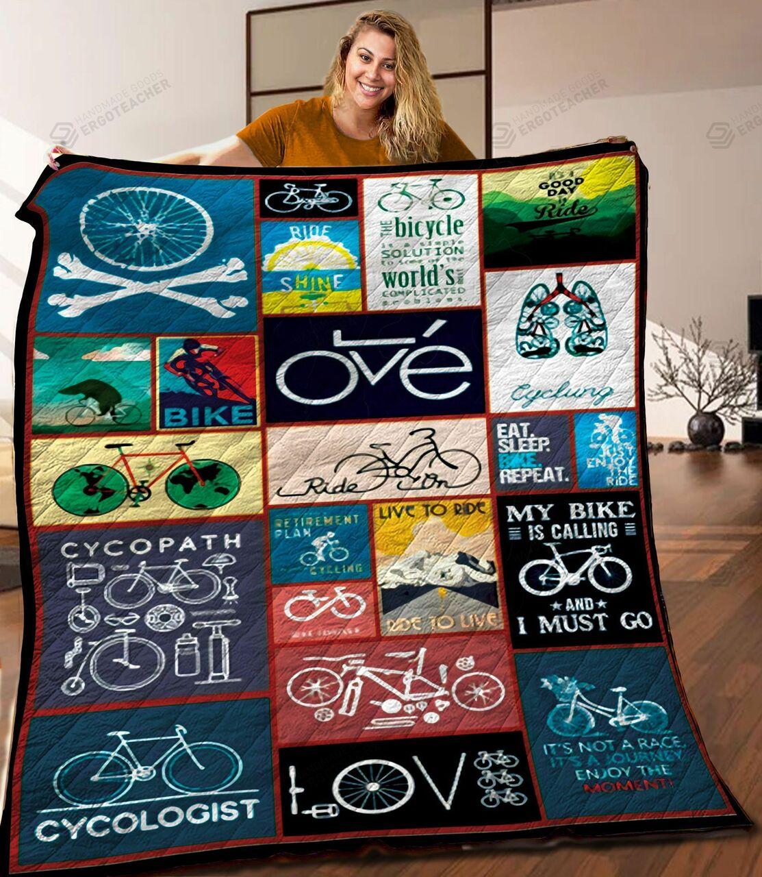 Cycling Not A Race A Journey Enjoy The Moment Quilt Blanket Greattomized Blanket G For Birthday C Thgiving
