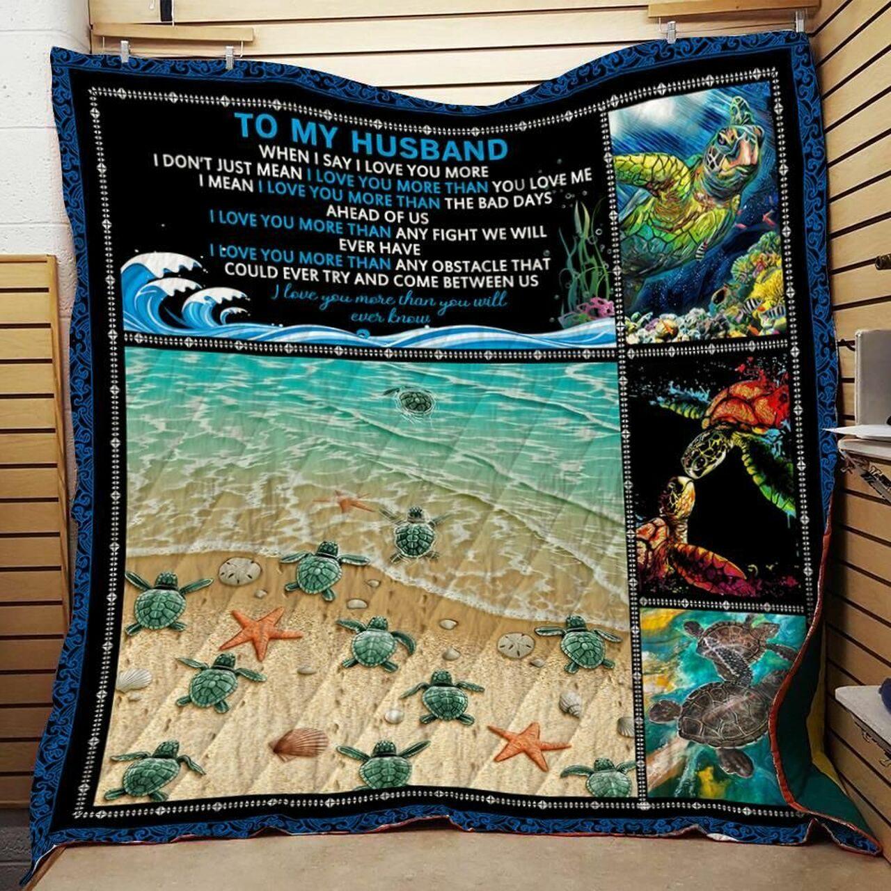 onalized Turtle To Myband From Wife Whenay I Love You More Quilt Blanket Greattomized G For Birthday C Thgiving Wedding Valent Day