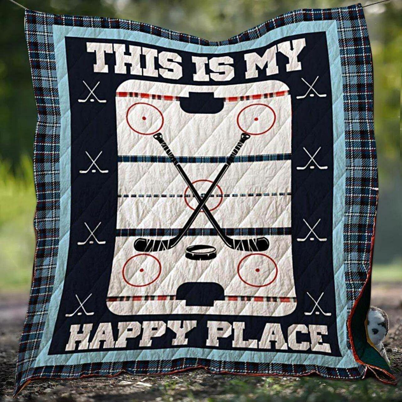 Hockey Happy Place Cla3010097Q Quilt Blanket
