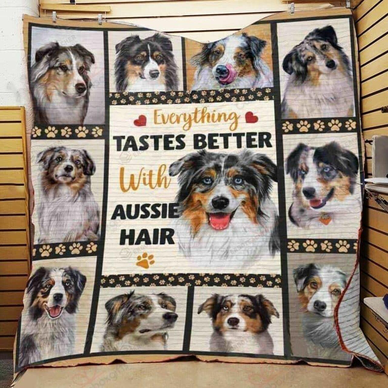 Australihepherd Everythingtes Better Withsie Hair Quilt Blanket Greattomized Blanket G For Birthday C Thgiving