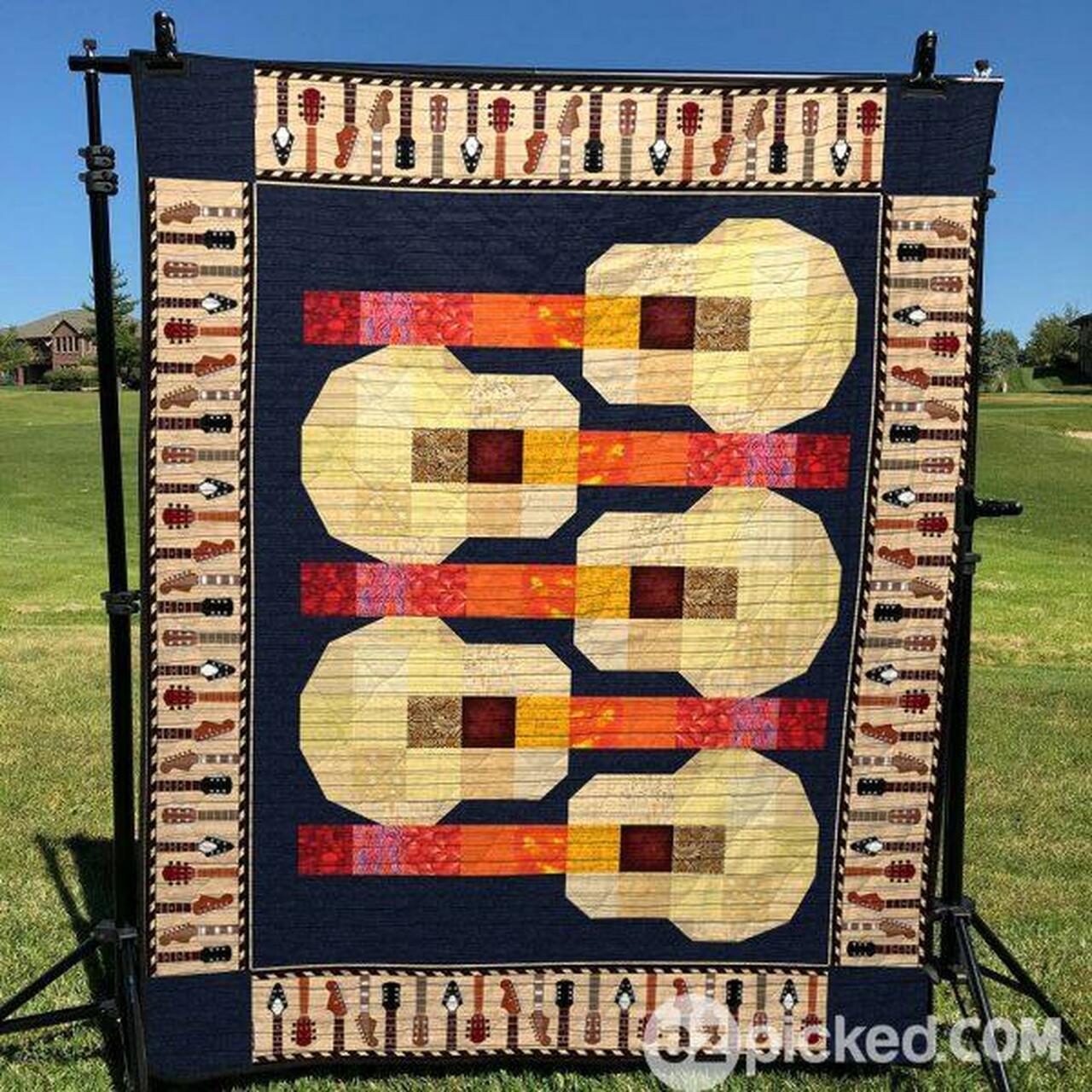 Unique Guitar Quilt Blanket Vq06 Quilt