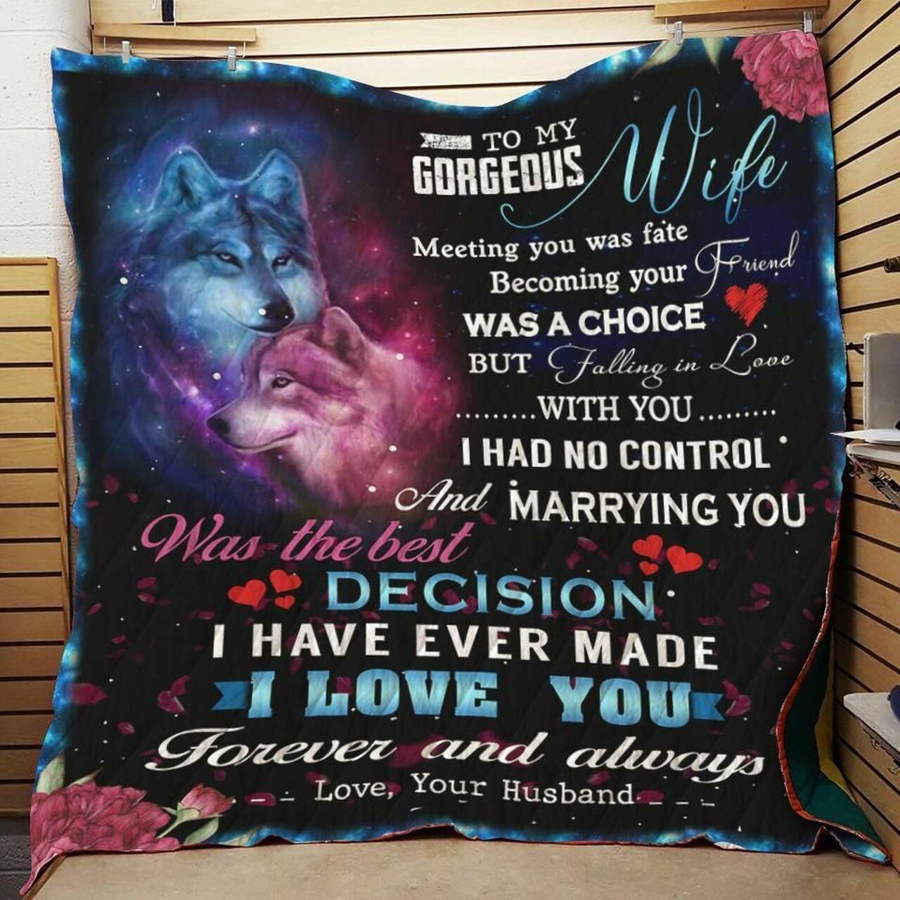 onalized Wolf To My Wife Fromband Meeting You Fate Quilt Blanket Greattomized G For Birthday C Thgiving Wedding Valent Day