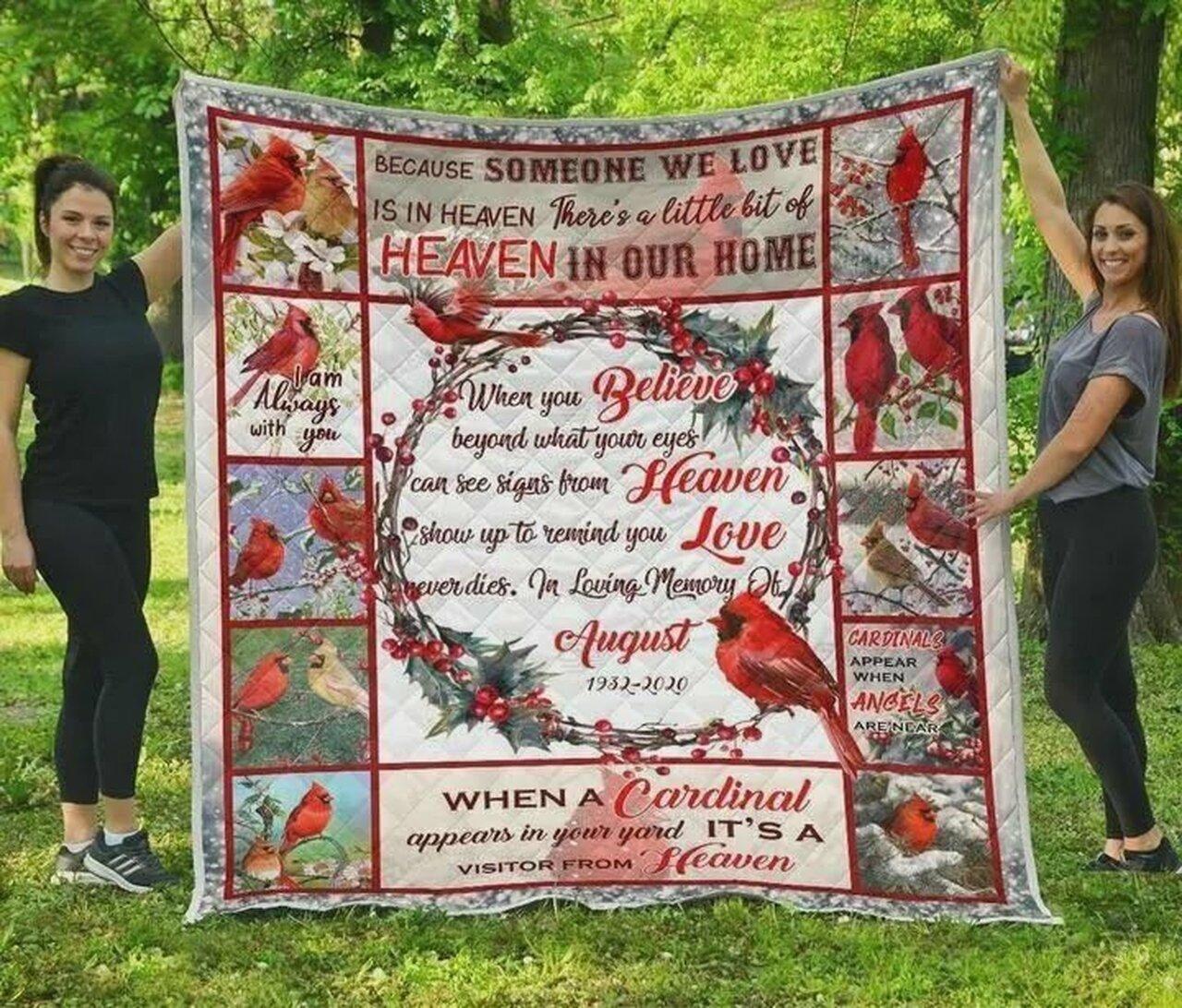 onalized When A Cardinal Appear In Your Yard Aitor From Heaven Quilt Blanket Greattomized Blanket G For Birthday C Thgiving