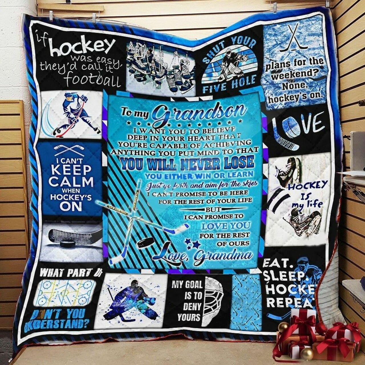 From Grandma To Gron Ice Hockey Cla06120423Q Quilt Blanket