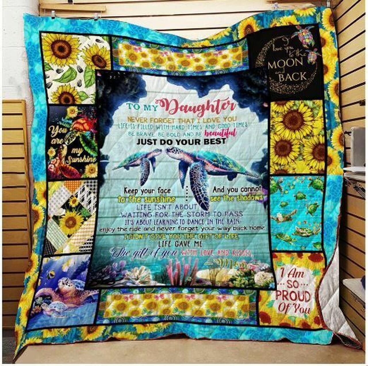 onalized Turtle To My Daughter From Mom Never Forget That I Love You Quilt Blanket Greattomized G For Birthday C Thgiving