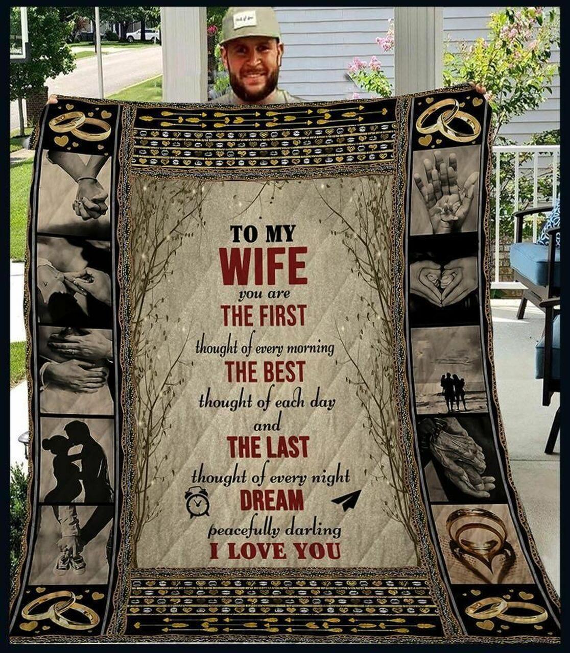 onalized To My Wife Fromband You Are The t Thought Of Every Morning Quilt Blanket Greattomized G For Birthday C Thgiving Wedding Valent Day