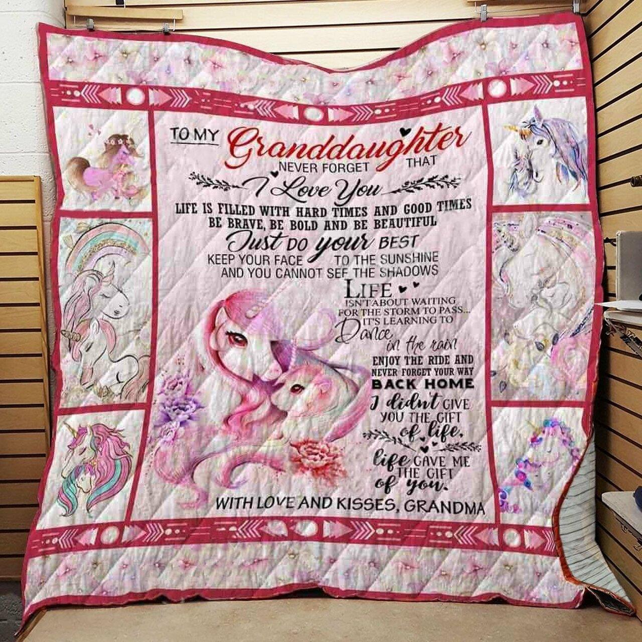 onalized Unicorn To My Granddaughter From Grandma Never Forget That I Love You Quilt Blanket Greattomized G For Birthday C Thgiving