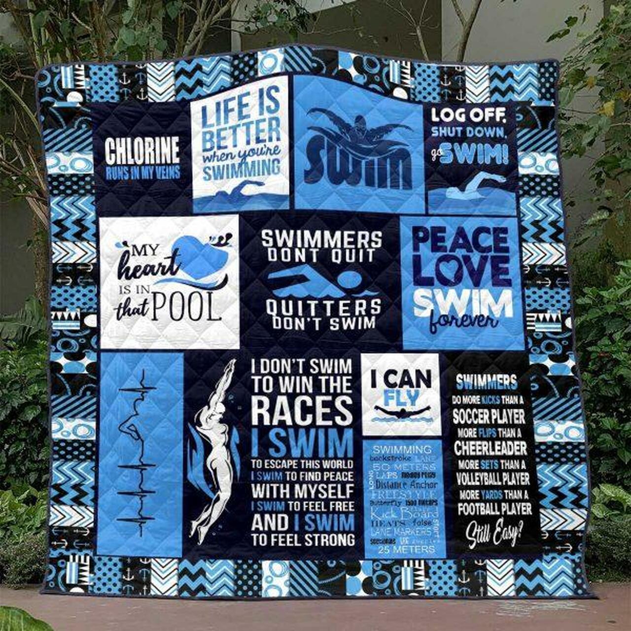 Swimmer Don T Quit Quitter Donwim Quilt Blanket Tt99 Quilt