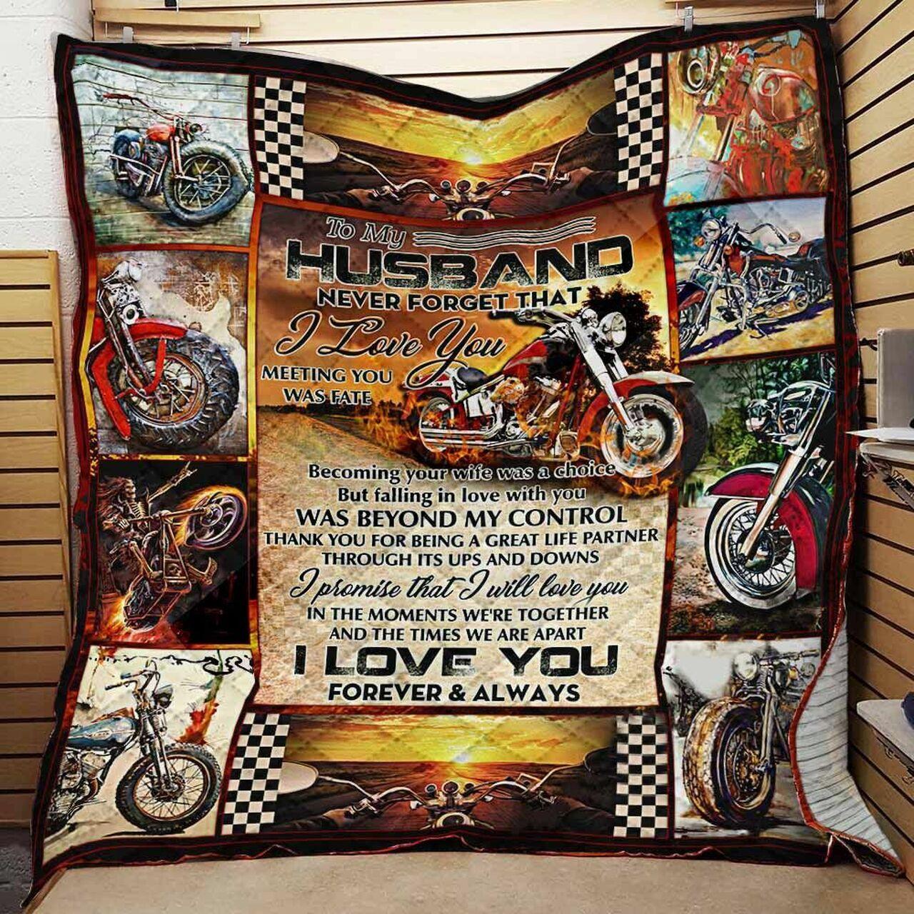 onalized Biker To Myband Quilt Blanket From Wife Never Forget That I Love You Greattomized Blanket G For Birthday C Thgiving