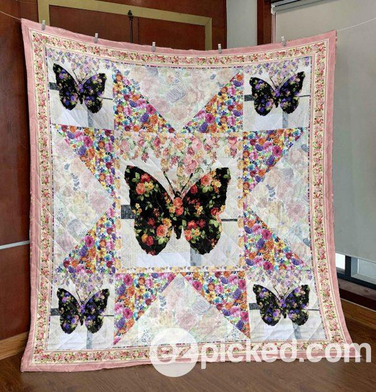 Floral Butterfly Quilt Blanket Lu88 Quilt