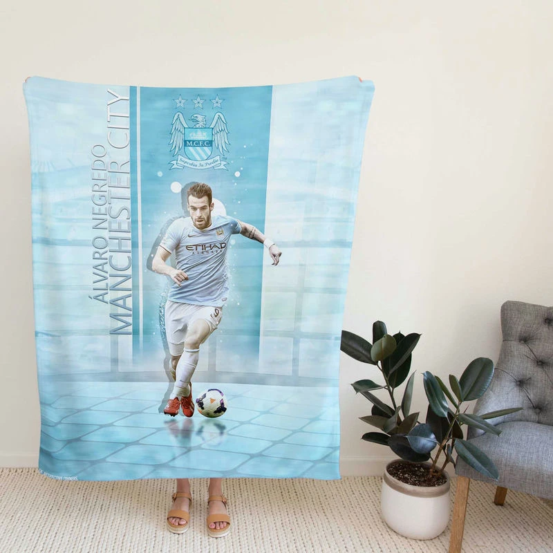 Alvaro Negredo in Manter City Football Club Fleece Blanket