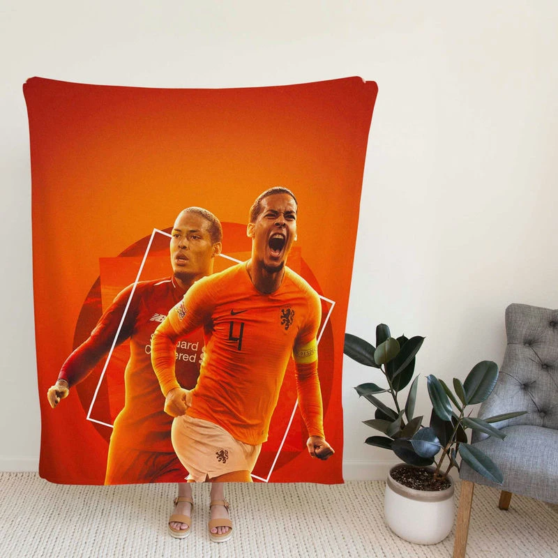 Prsional Dutch Footballer Virgil van Dijk Fleece Blanket