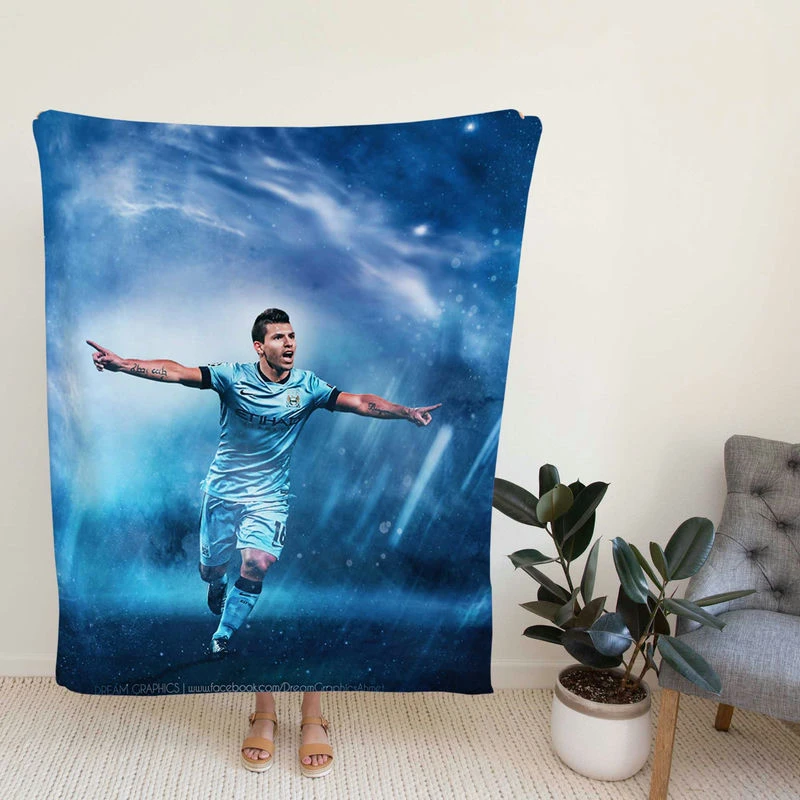 Competitive Football Playergio Aguero Fleece Blanket