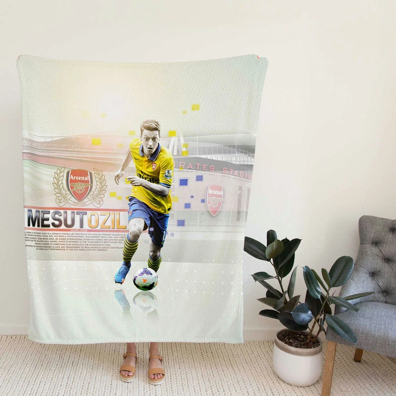 Mesut Ozil Celebratedenal Football Player Fleece Blanket