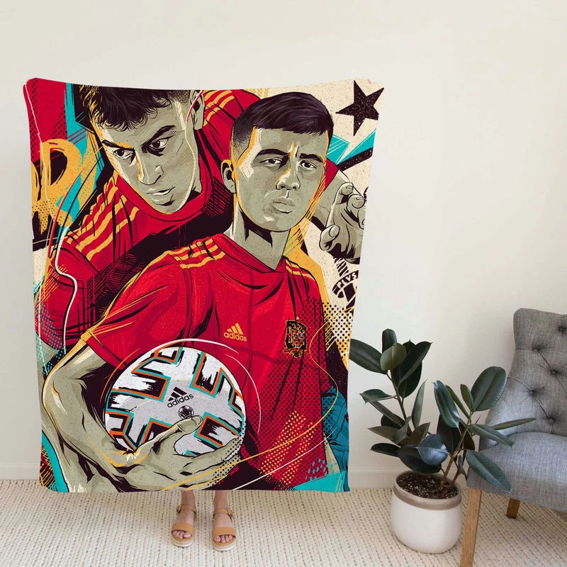 Excelleph Football Player Pedri Fleece Blanket