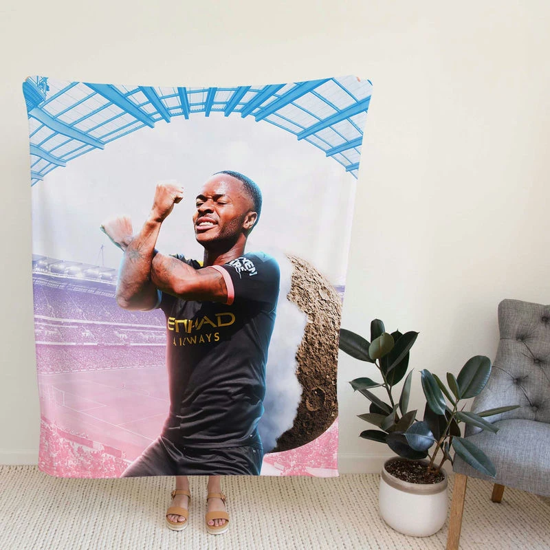 Energetic Football Player Raheterling Fleece Blanket