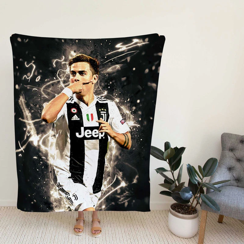 Energetic Football Player Paulo Dybala Fleece Blanket