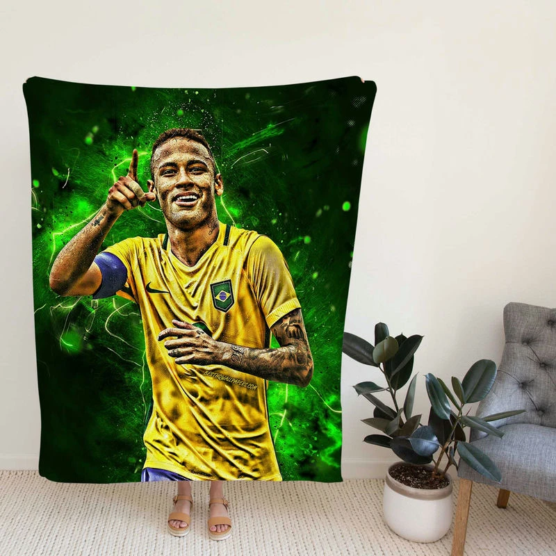 Neymar Grac Brazil Footballer Player Fleece Blanket