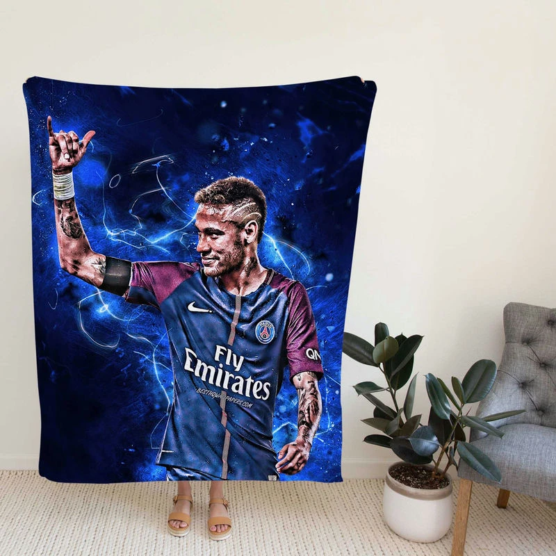 UEFA Champ League Footballer Neymar Jr Fleece Blanket