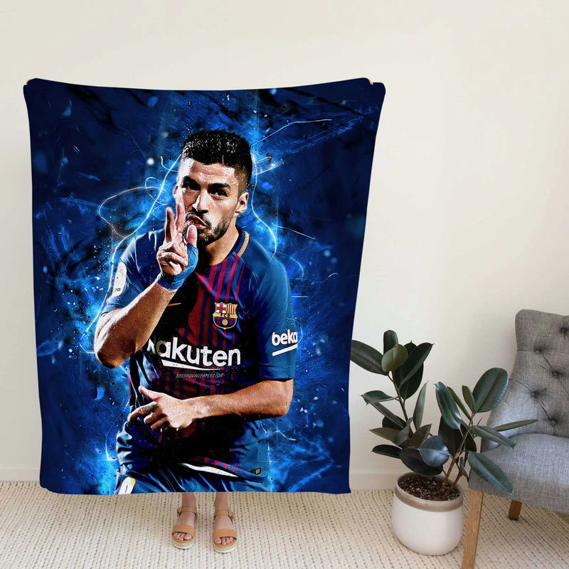 Exciting Barca Football Club Suarez Fleece Blanket
