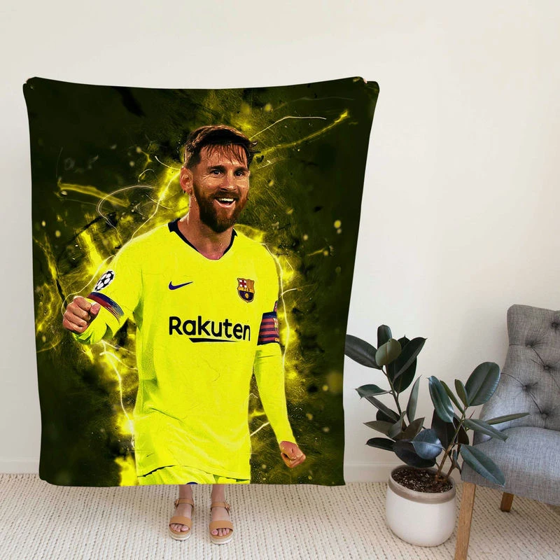 Barca Yellow ey Football Player Lionelsi Fleece Blanket