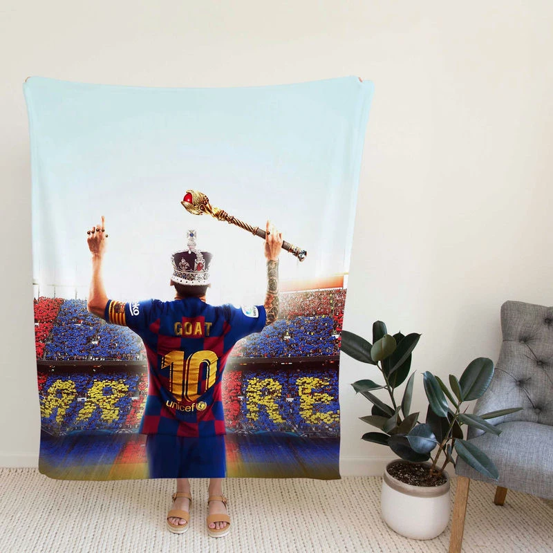 Celebrated Football Player Lionelsi GOAT Fleece Blanket