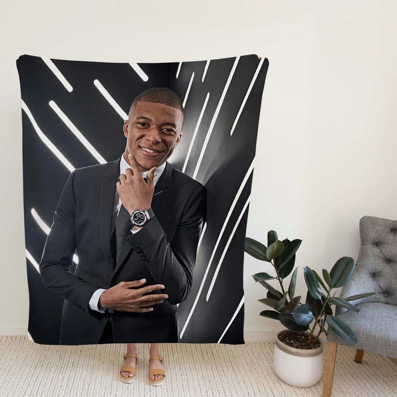 ational French Football Player Kylian Mbappe Lottin Fleece Blanket